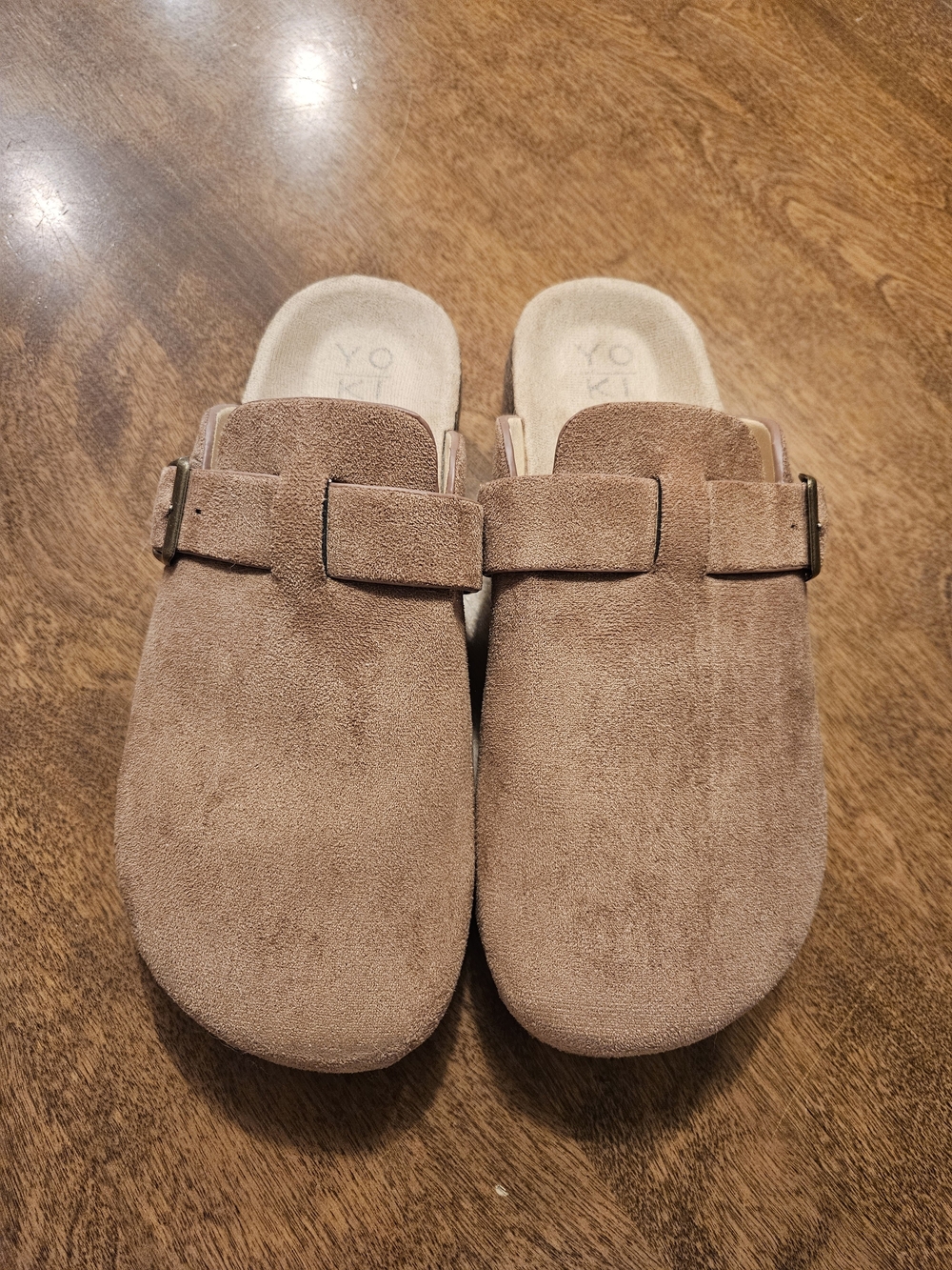 Yoki Claude Women's Suede Slip-On Clogs in Light Brown